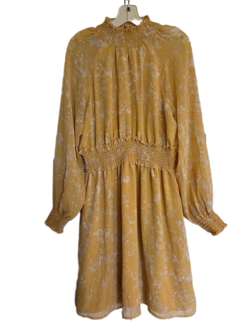 Halogen Golden Yellow Floral Midi Dress Cottagecore Coquette Flouncy Size Large